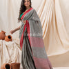 Traditional Grey Linen Tangail Saree angoshobha