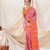 Traditional Orange Cotton Tai Dye Saree angoshobha