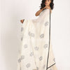 White Traditional Handloom Linen Jamdani Saree angoshobha