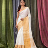 White Traditional Handloom Linen Saree angoshobha