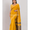 Yellow Blended Cotton Handloom Saree angoshobha