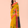 Yellow Handwoven Blended Cotton Saree angoshobha