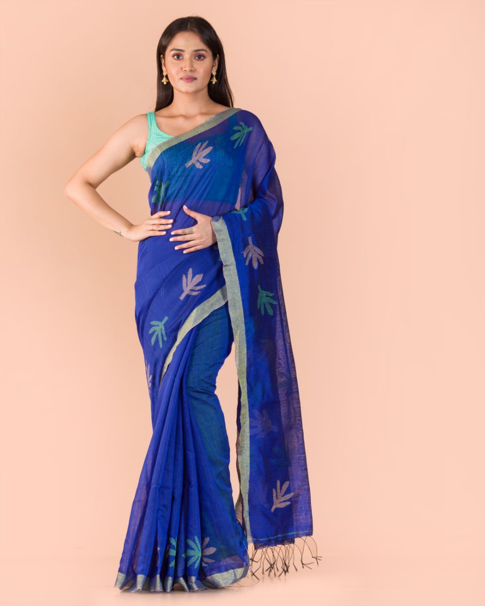 Azure Blue Handwoven Jamdani Saree