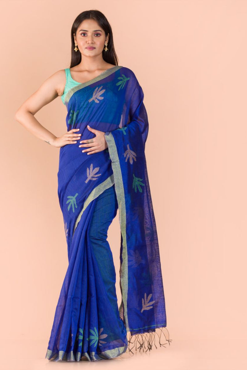 Azure Blue Handwoven Jamdani Saree