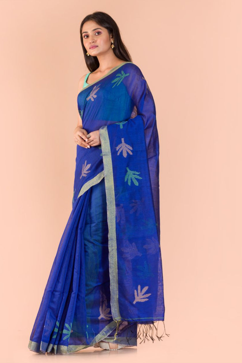 Azure Blue Handwoven Jamdani Saree