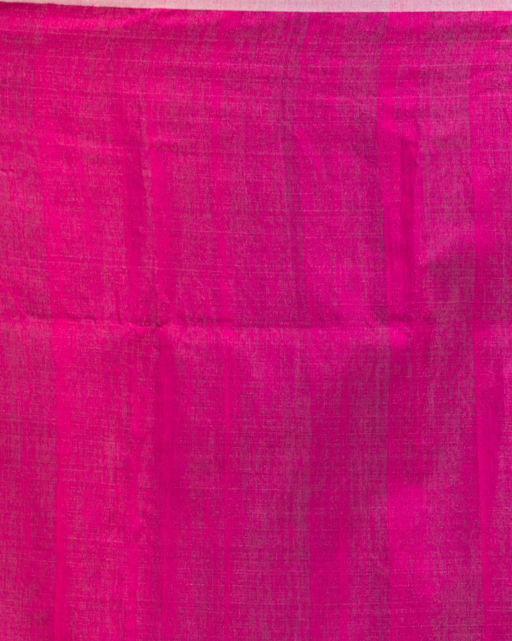 White Pink Handloom Cotton Silk Jamdani Saree