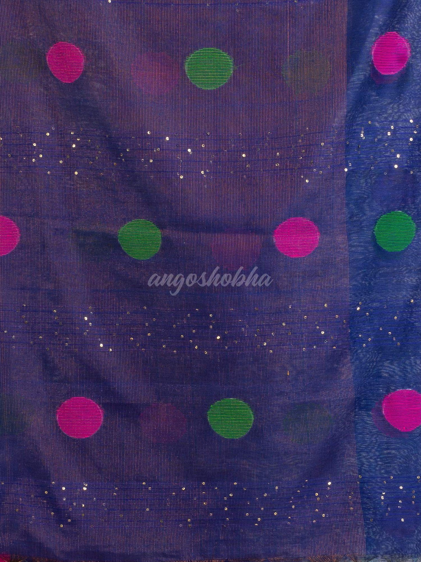 Blue Handwoven Cotton Blend Jamdani  handloom Saree