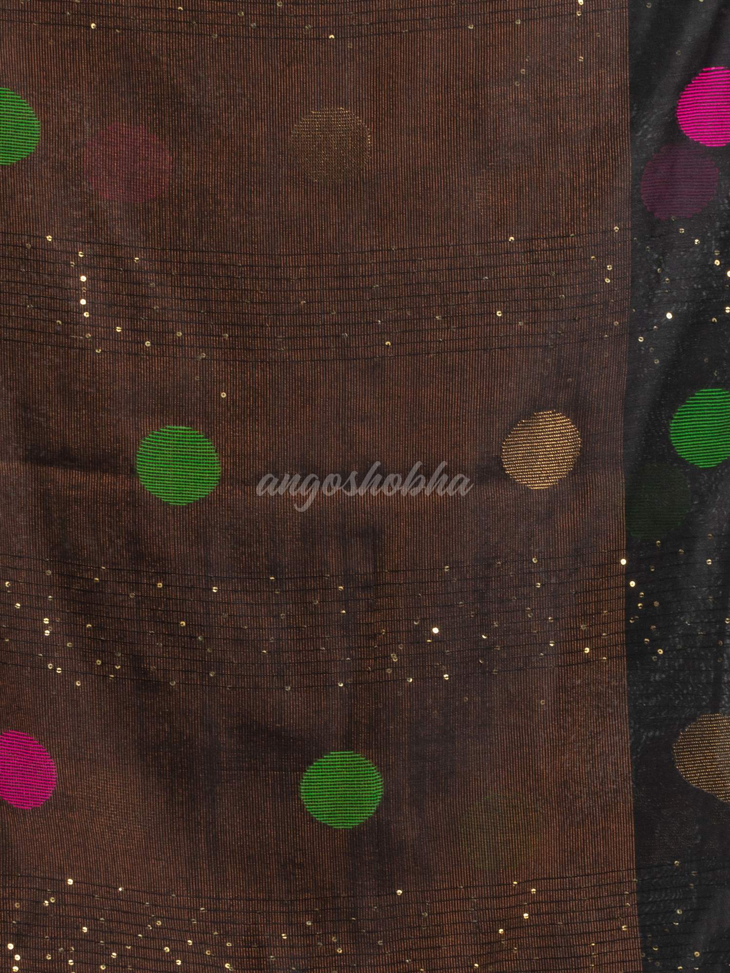 Black Handwoven Cotton Blend Jamdani handloom Saree