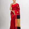 Red Cotton Blend Handloom Jacquard handloom Saree
