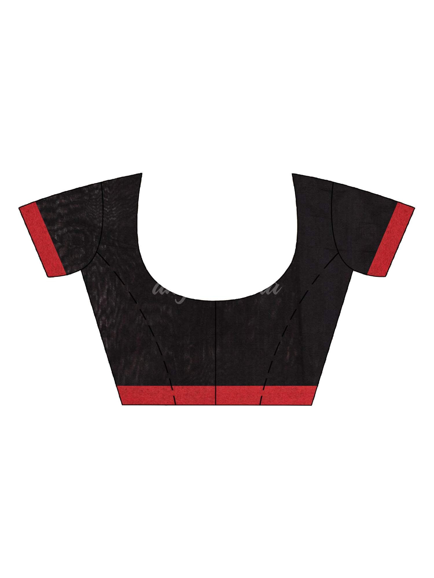 Red Cotton Blend Handloom Jacquard handloom Saree