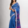 Blue Handwoven Bamper Linen Jamdani handloom saree