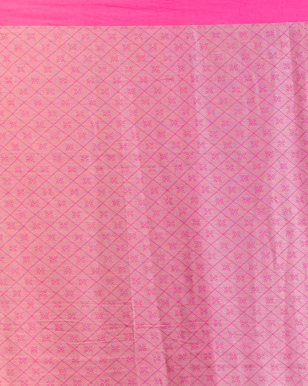 Cream pink handwoven bengal cotton saree
