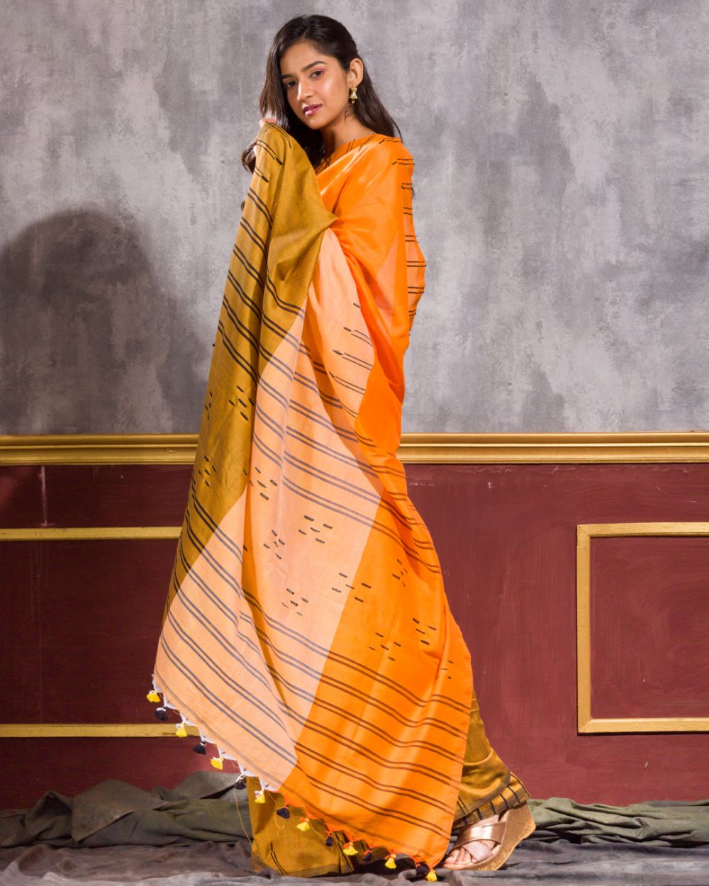 Multicolor Handloom Cotton Saree