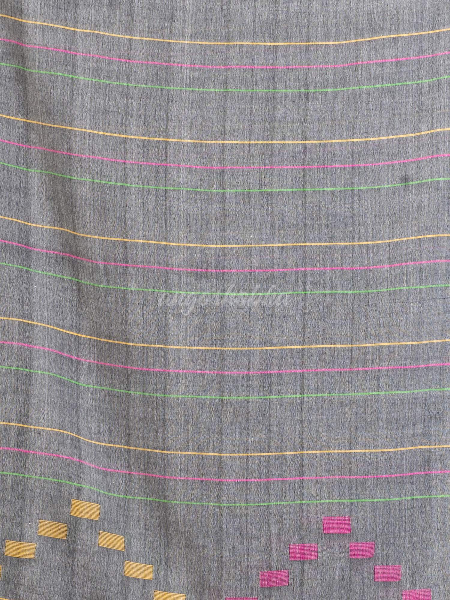 Gray Handwoven Cotton Jamdani handloom Saree