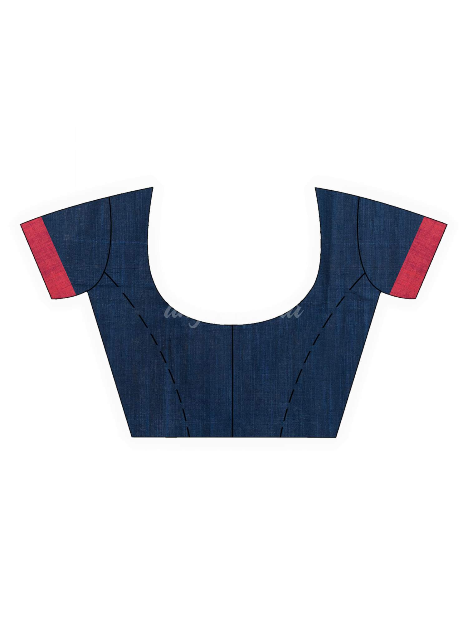 Navy Blue Handwoven Cotton Jamdani handloom Saree