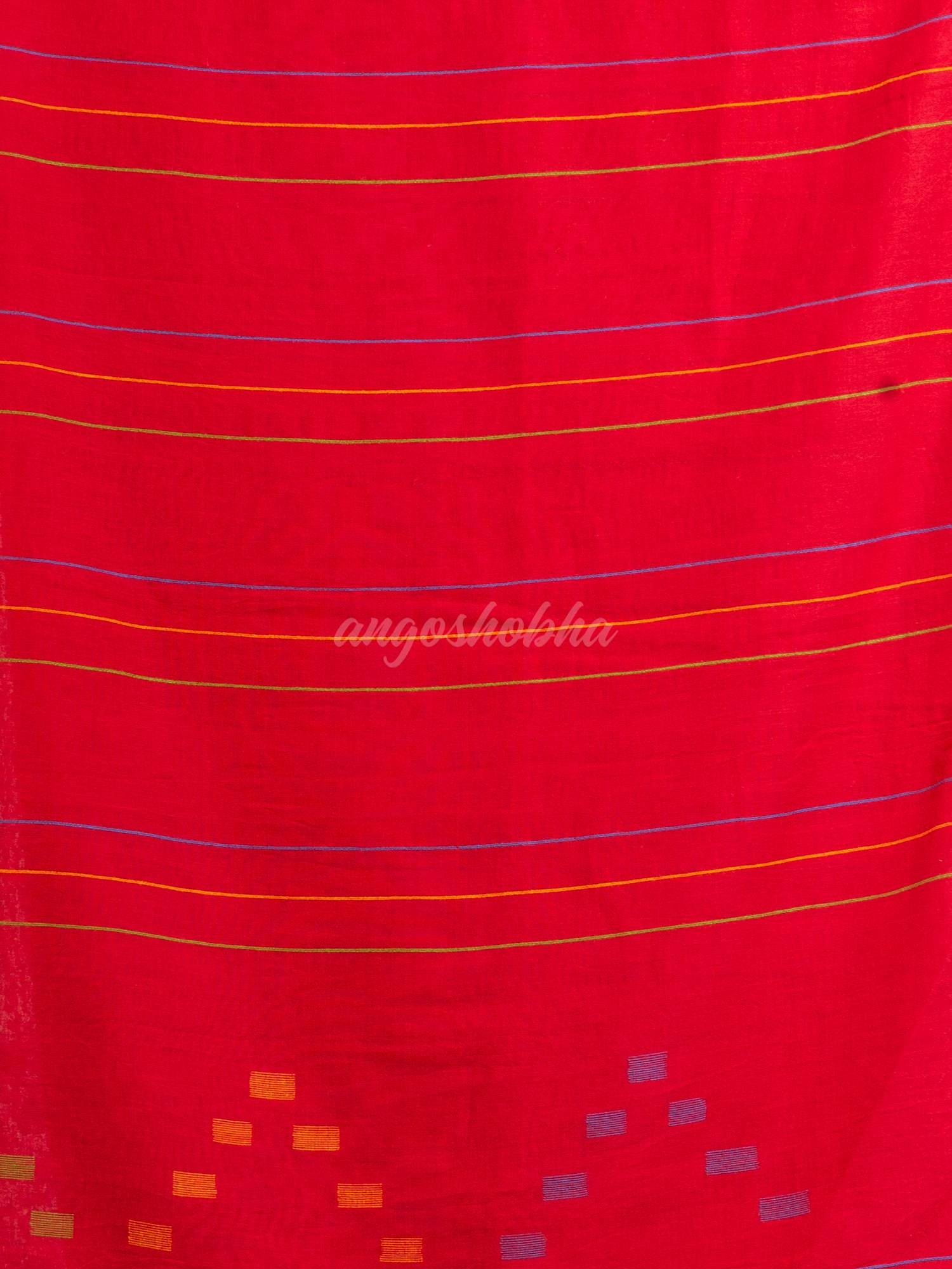 Red Handwoven Cotton Jamdani handloom Saree