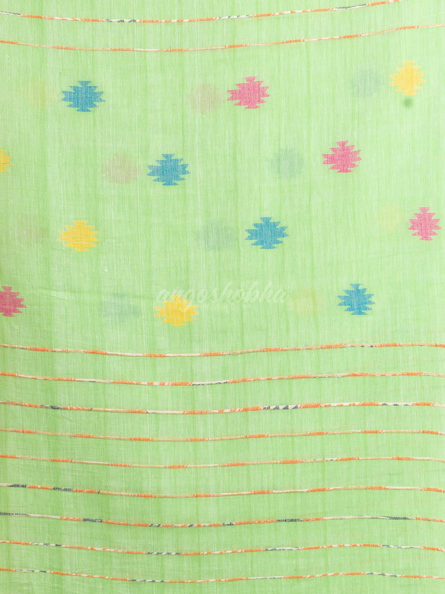 Light Green Handwoven Cotton Jamdani handloom Saree