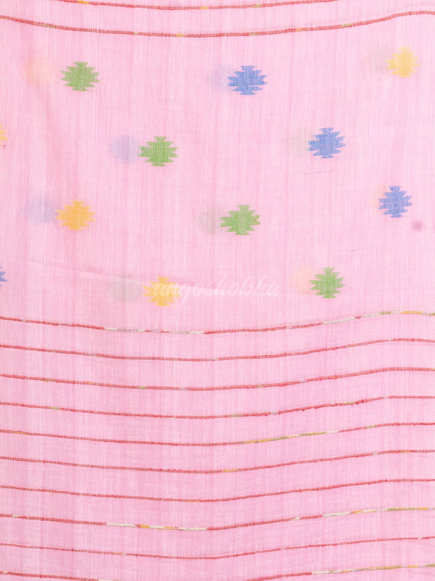 Pink Handwoven Cotton Jamdani handloom Saree