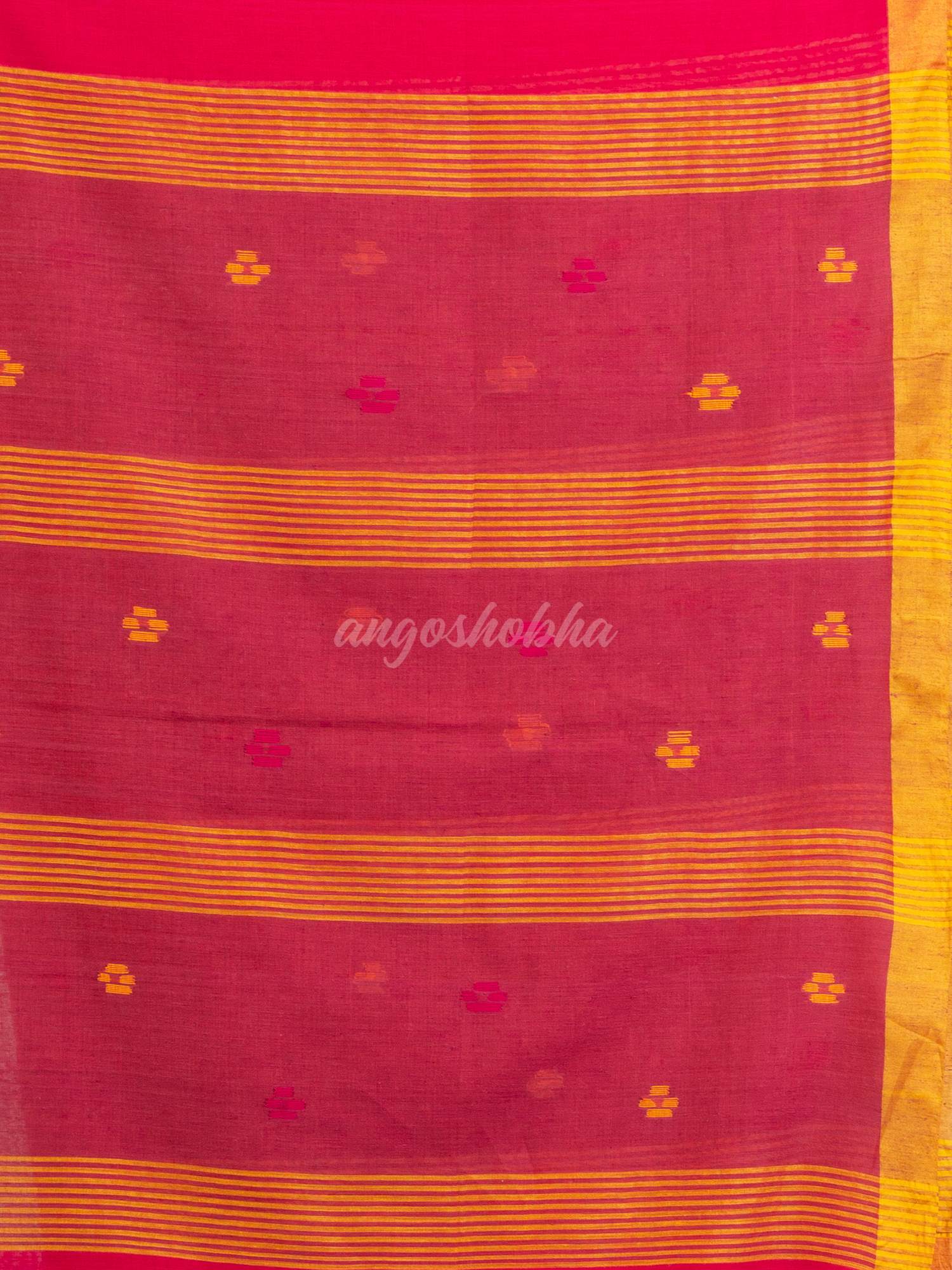Pink Handwoven Cotton Jamdani  handloom Saree