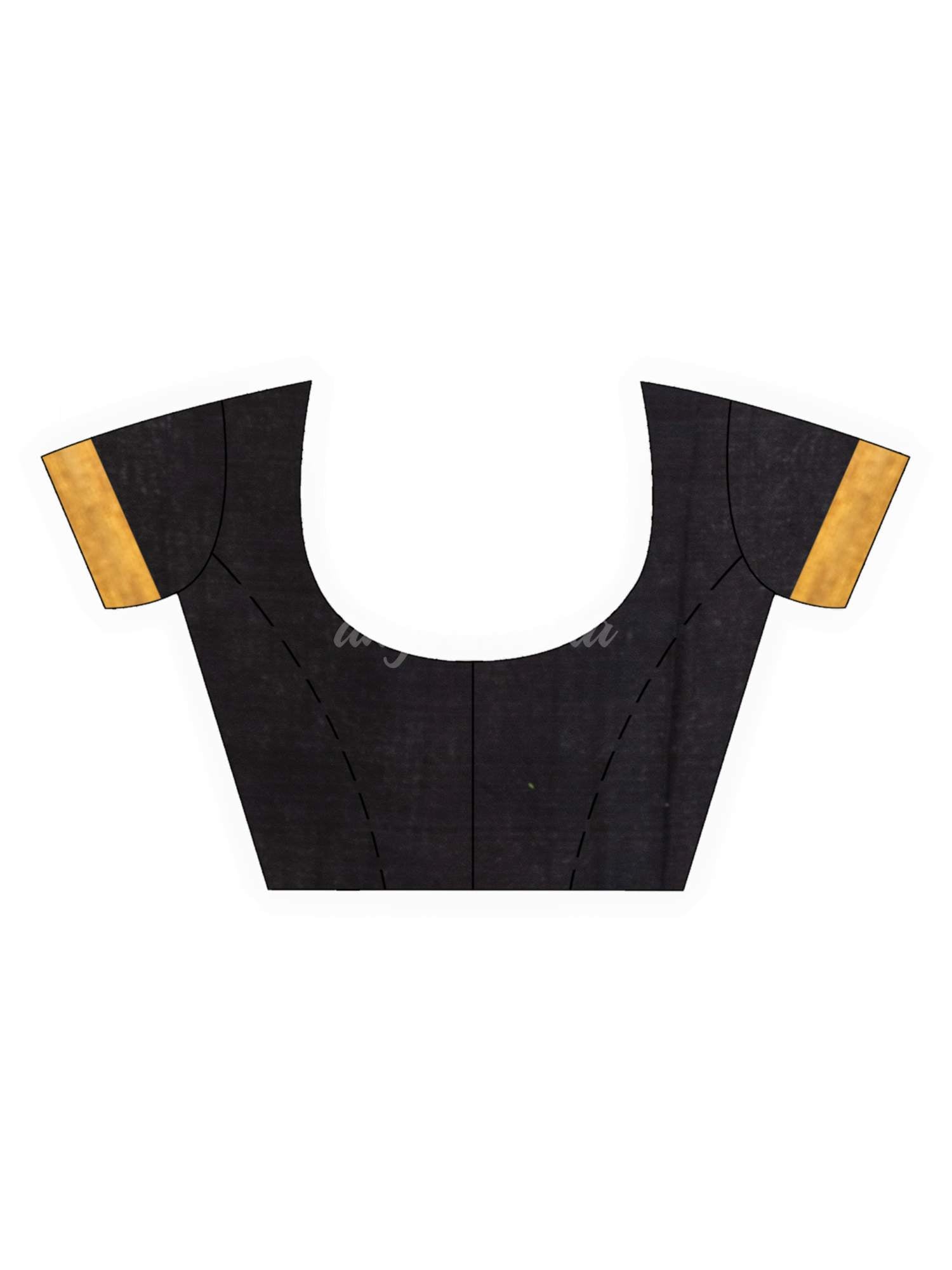 Black Sky Blue Stipe Handwoven Cotton Jamdani  handloom Saree