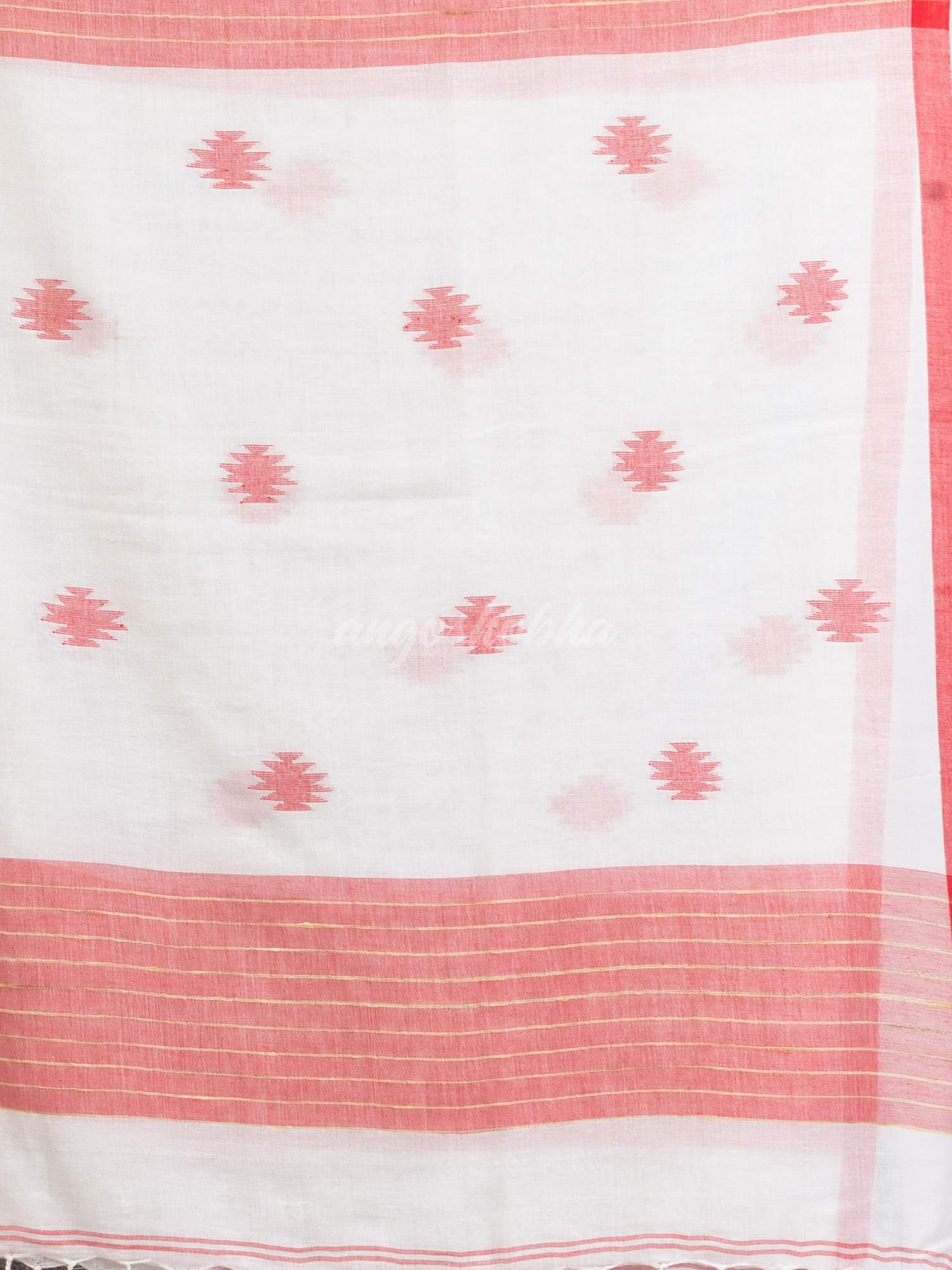 White Black Stipe Handwoven Cotton Jamdani handloom Saree