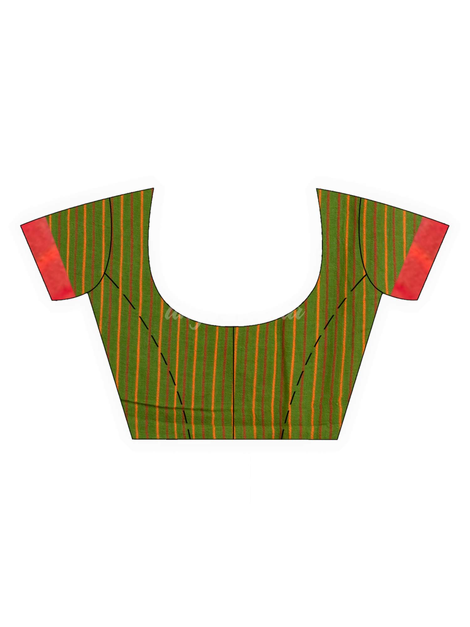 Pasta Green Handwoven Cotton Stipe handloom Saree