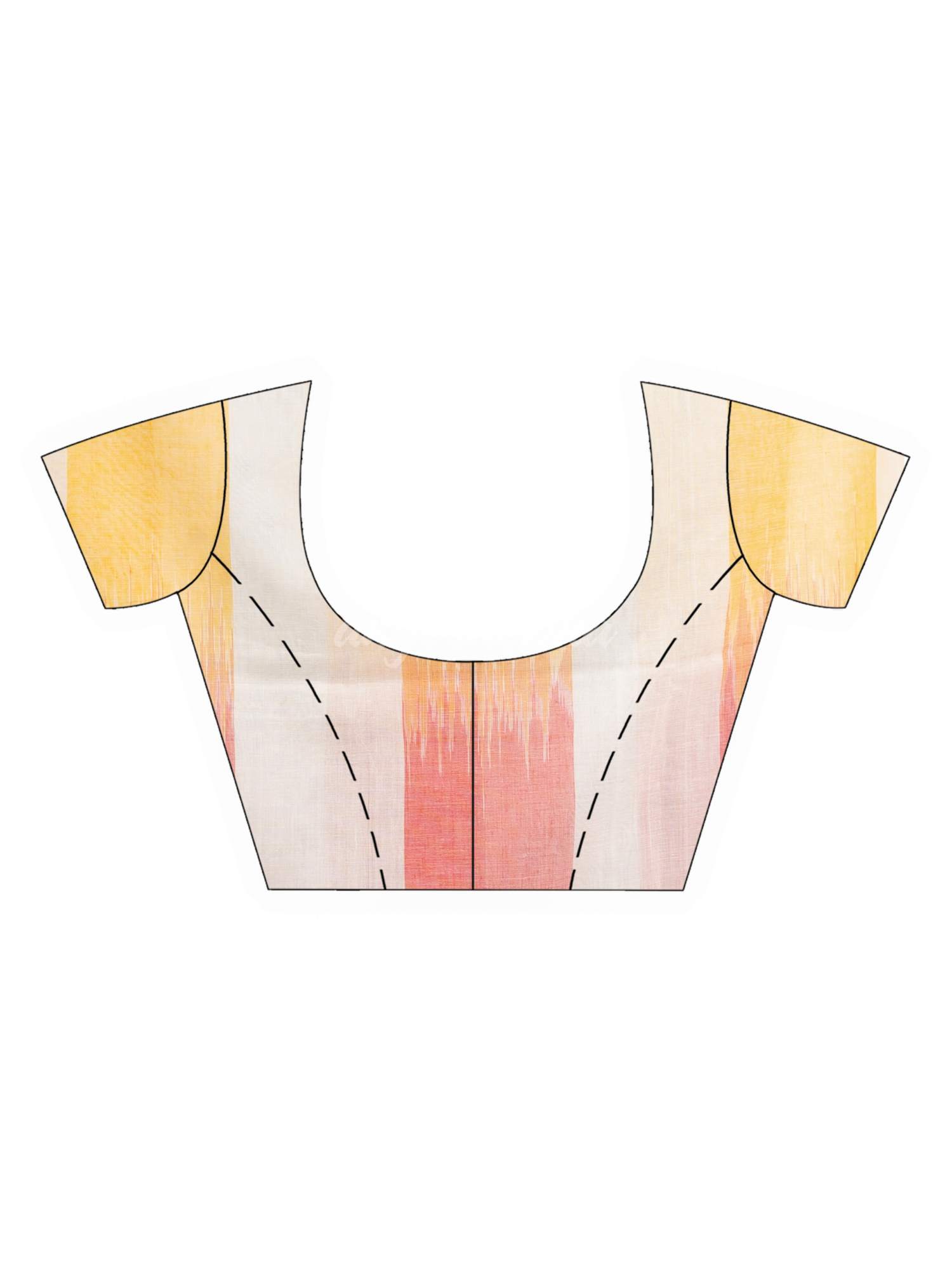 White Yellow and Red Stipe Cotton handloom Saree