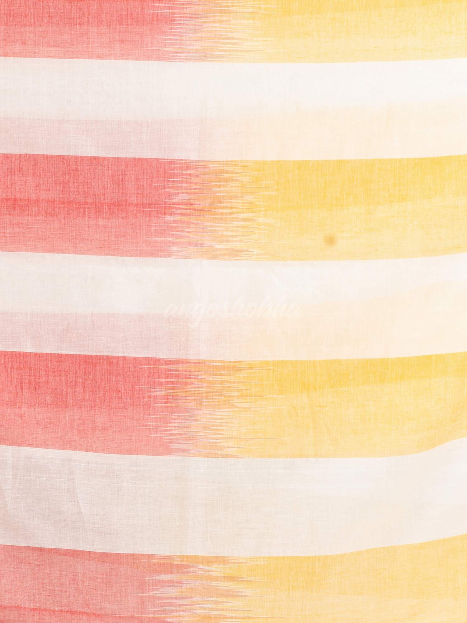 White Yellow and Red Stipe Cotton handloom Saree