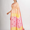 Pink yellow Stipe Handwoven Cotton Jamdani handloom Saree