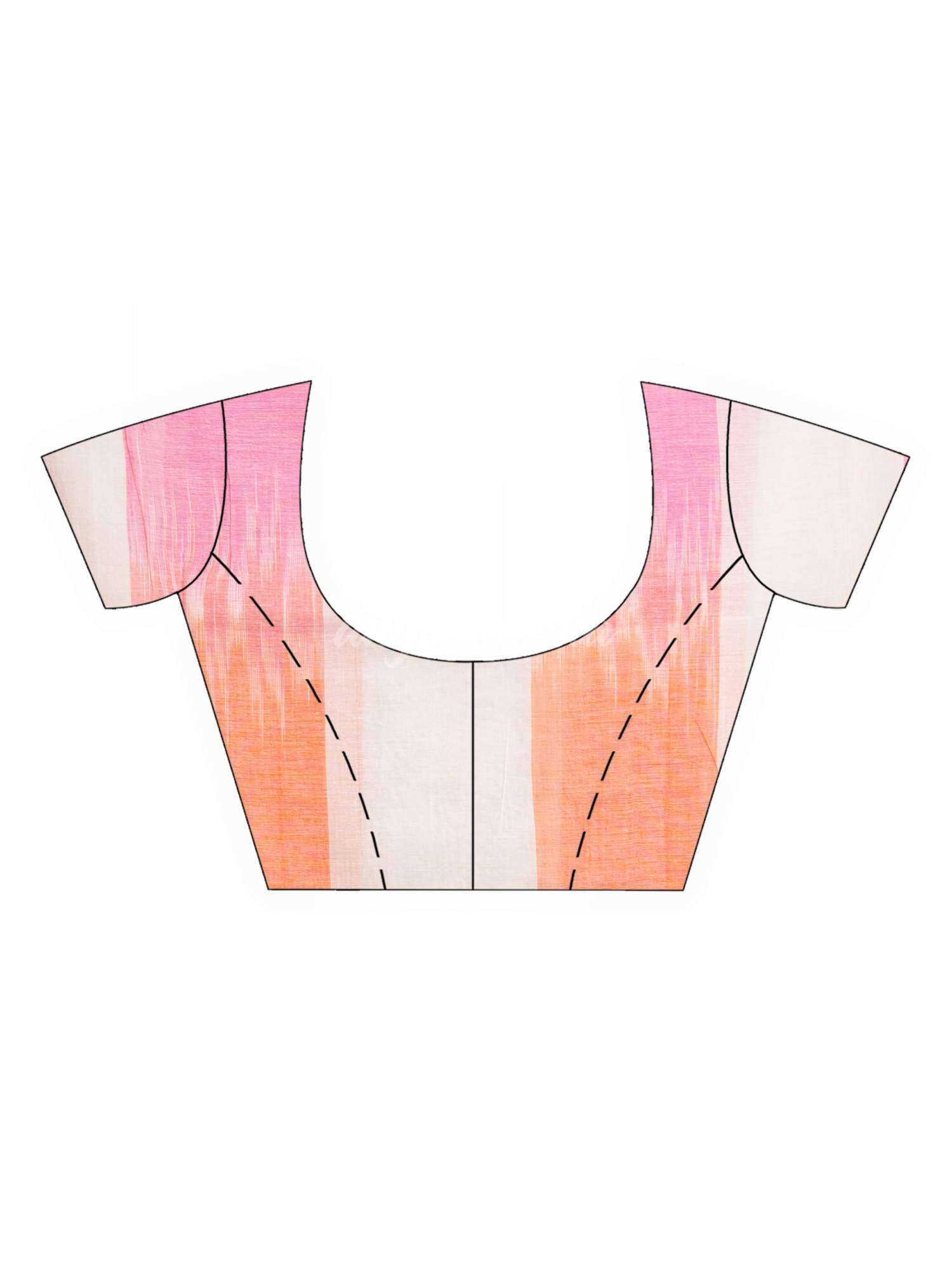 White pink And Orange Stipe Cotton handloom Saree