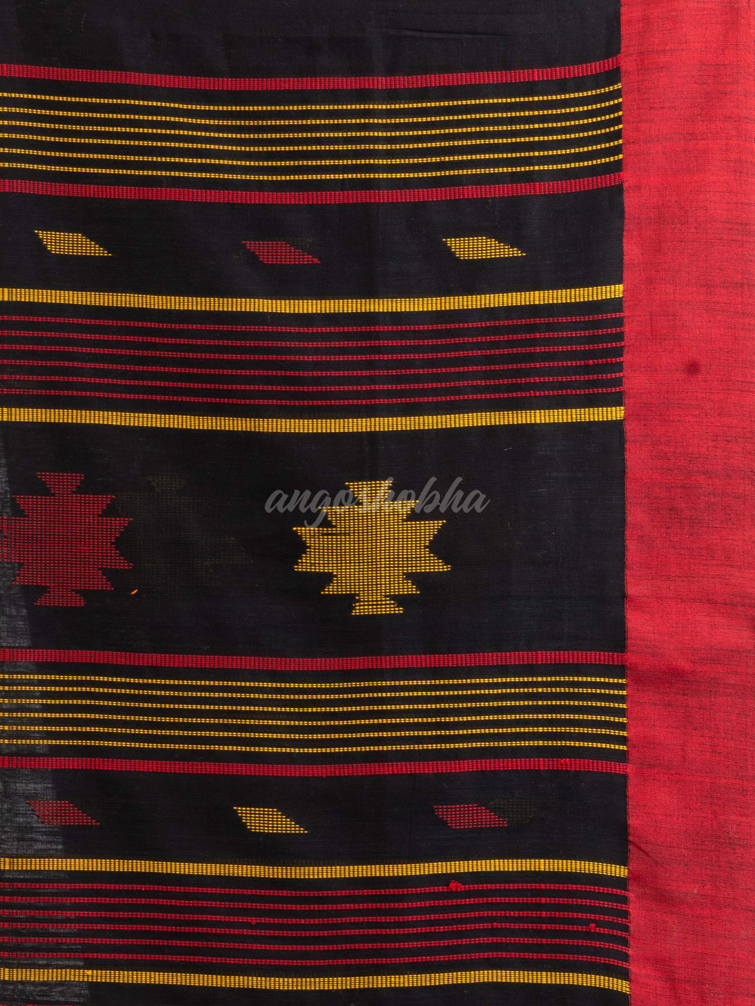 Black Handwoven Cotton Jamdani handloom Saree