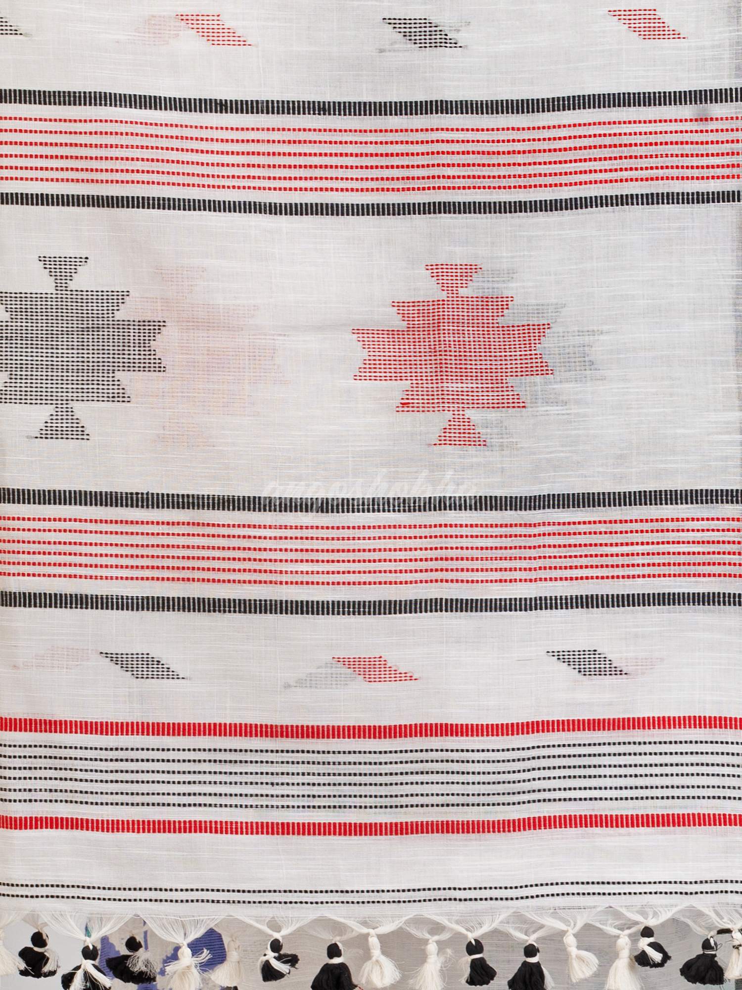 White Handwoven Cotton Jamdani handloom Saree