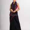 Black Handwoven Cotton Stipe handloom Saree