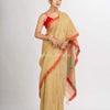 Natural Tussar Colour Handwoven Cotton Jamdani handloom Saree
