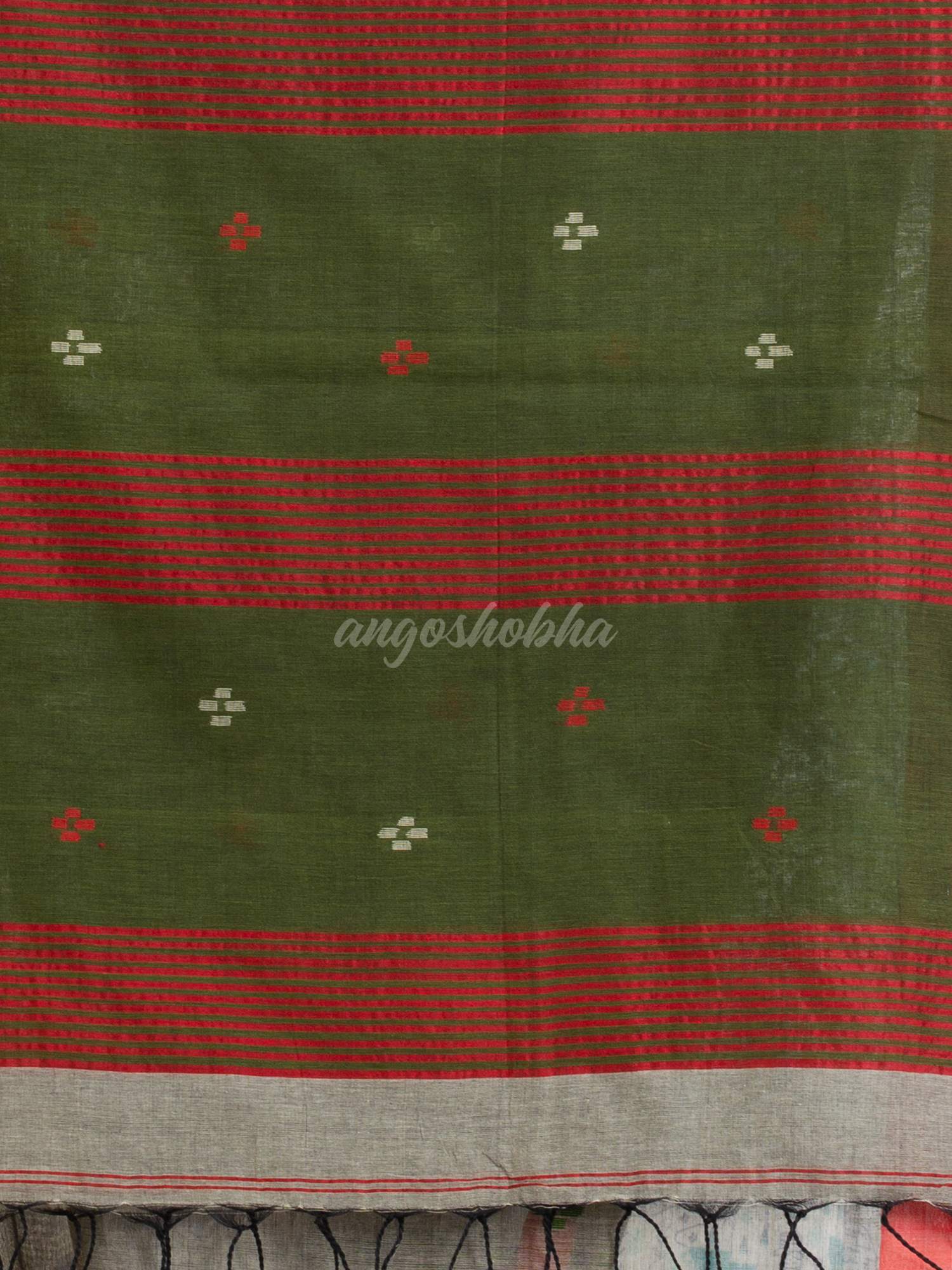 Grey Handwoven Cotton Jamdani handloom Saree