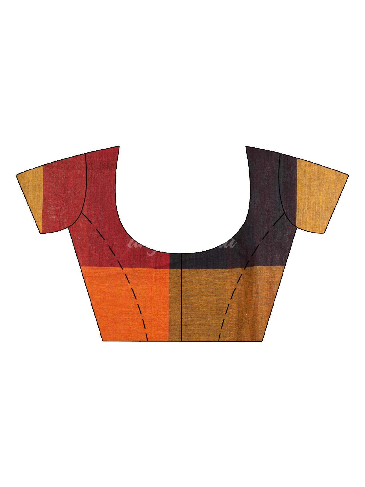 Black Red And Yellow Multi Colour Check handloom Saree