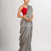 Gray Cotton Jacquard handloom Saree