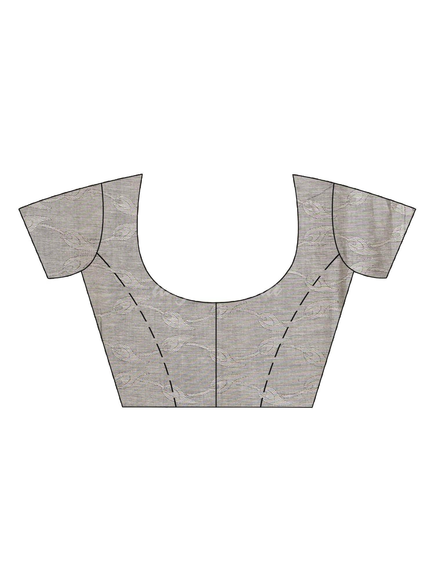 Gray Cotton Jacquard handloom Saree