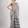 White And Black Cotton Check Handloom Saree
