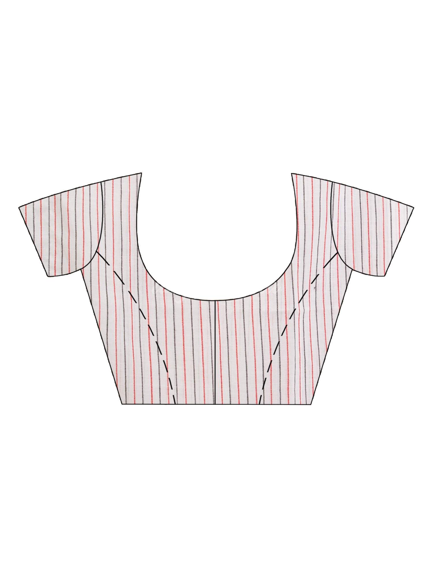 White Handwoven Cotton Stipe handloom Saree