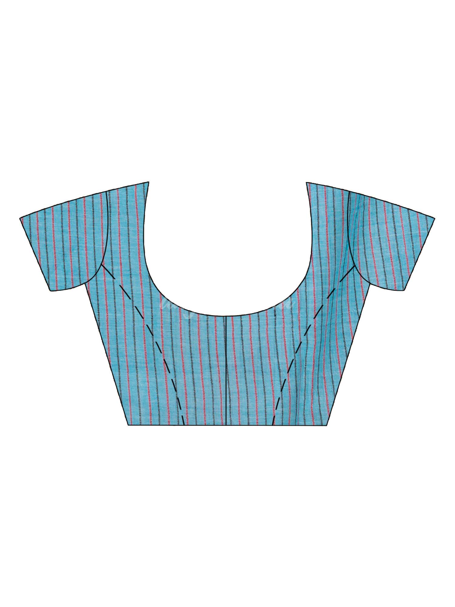 Sky Blue Handwoven Cotton Stipe handloom Saree