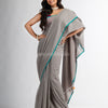 Pebble Grey with multi colour pallu Handwoven Cotton  Saree