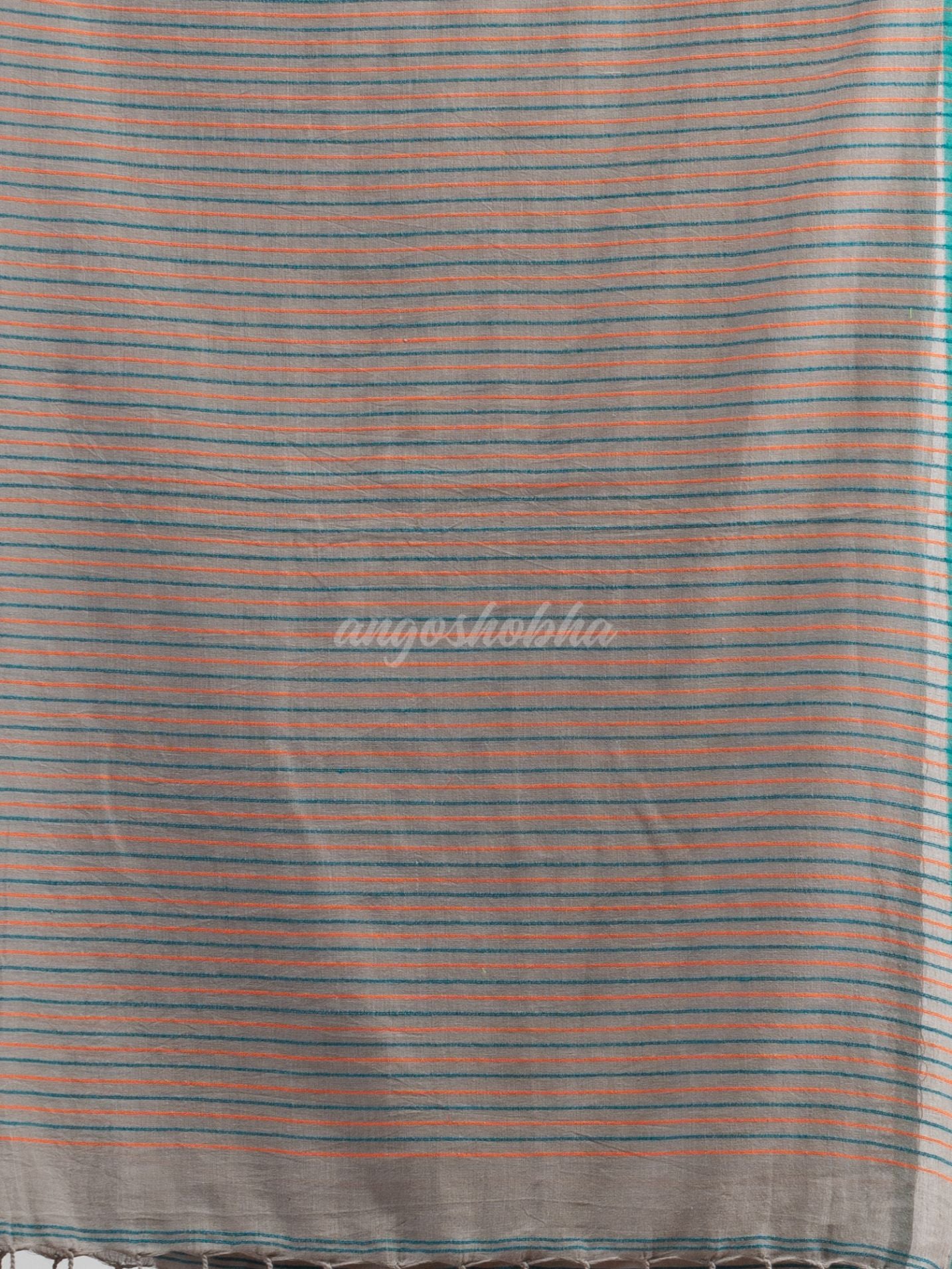 Pebble Grey with multi colour pallu Handwoven Cotton  Saree