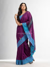 Magenta all over ball Buti with Pallu in temple border handwoven saree
