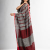silver all body red strip moklin red border handwoven muslight saree