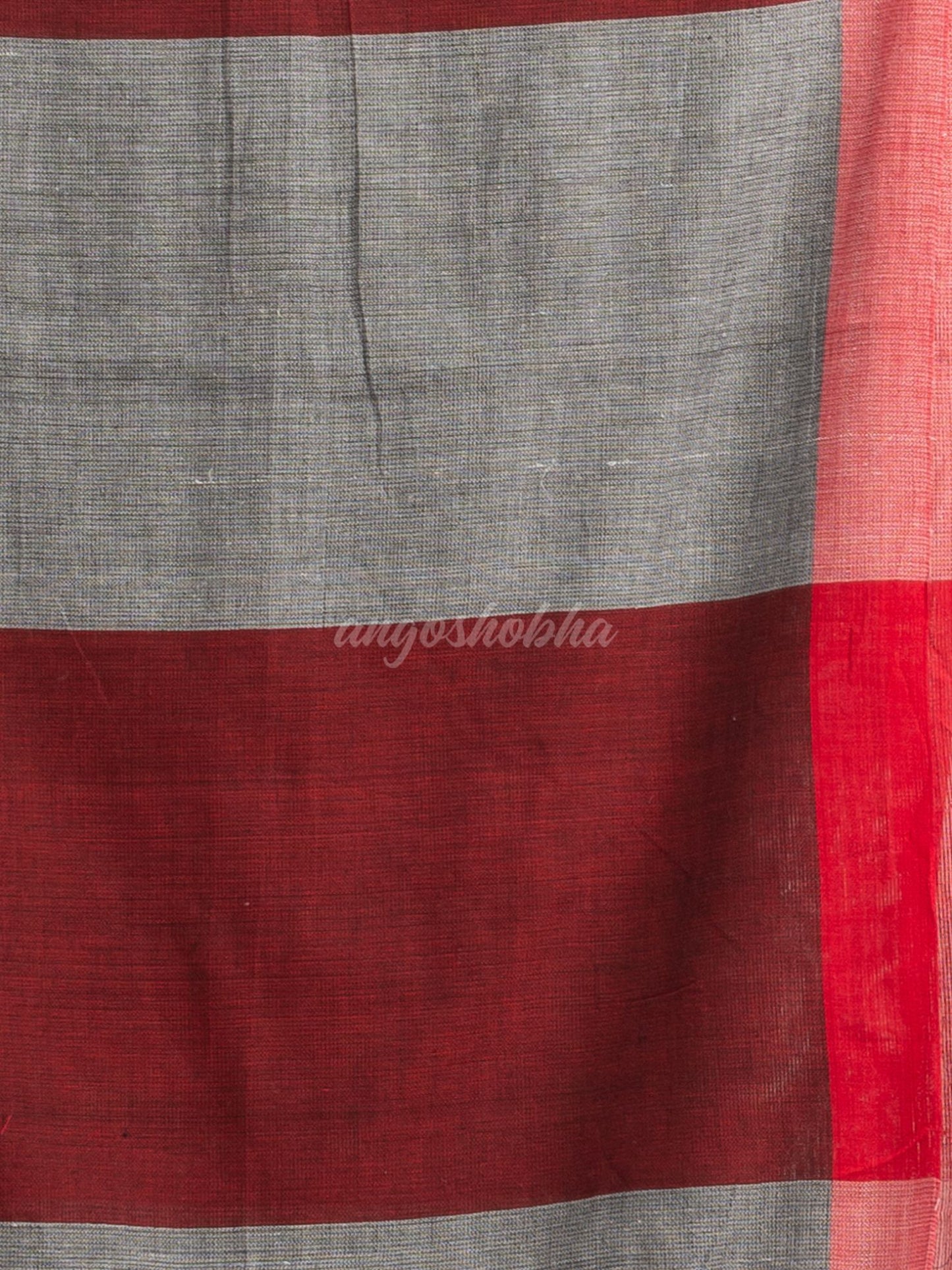 silver all body red strip moklin red border handwoven muslight saree