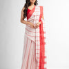 white all  body small fish design with fish design pallu in solid border handwoven cotton saree