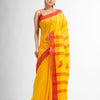 Yellow all  body small fish design with fish design pallu in solid border handwoven cotton saree