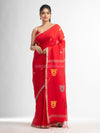 Fern Green all body buti with buti in silver border handwoven cotton saree