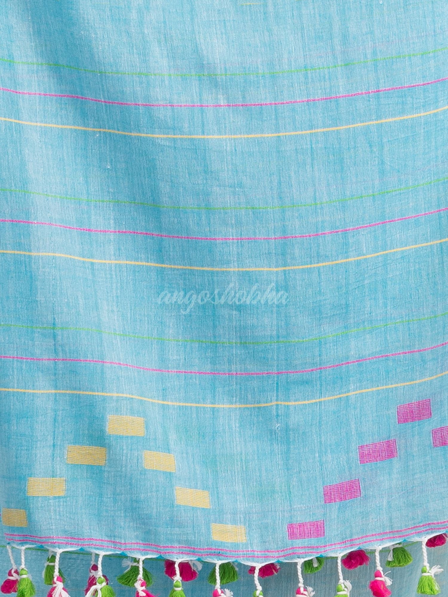 Sky Handwoven Cotton Jamdani handloom Saree